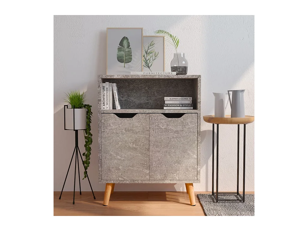 Buffet gris béton 60x30x72 cm bois d'ingénierie EGER98815