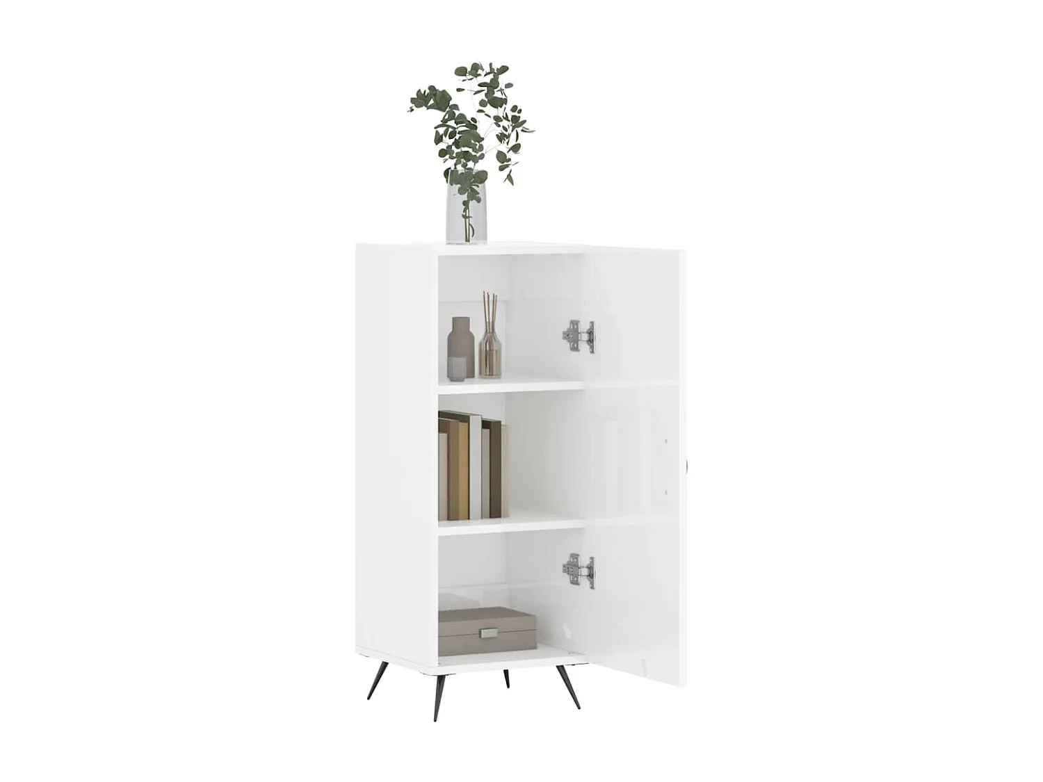 Buffet Blanc brillant 34,5x34x90 cm Bois d'ingénierie QWE50348