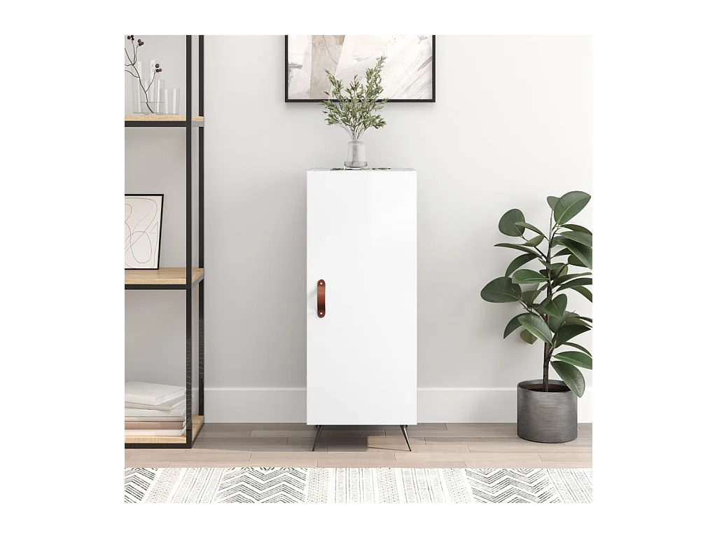 Buffet Blanc brillant 34,5x34x90 cm Bois d'ingénierie QWE50348