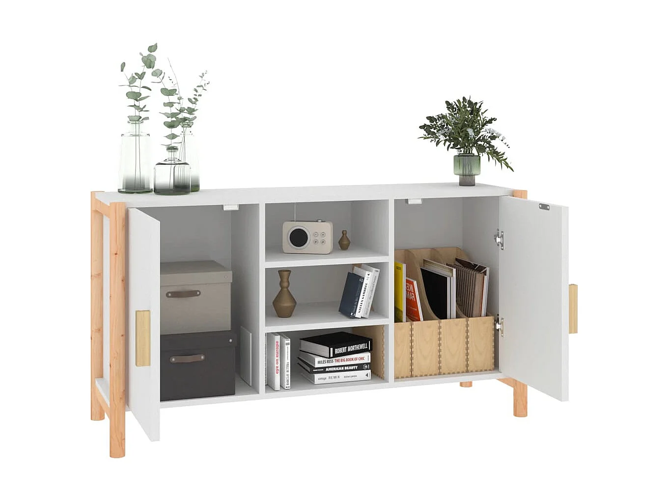 Buffet Blanc 107x38x60 cm Bois d'ingénierie QWE61290