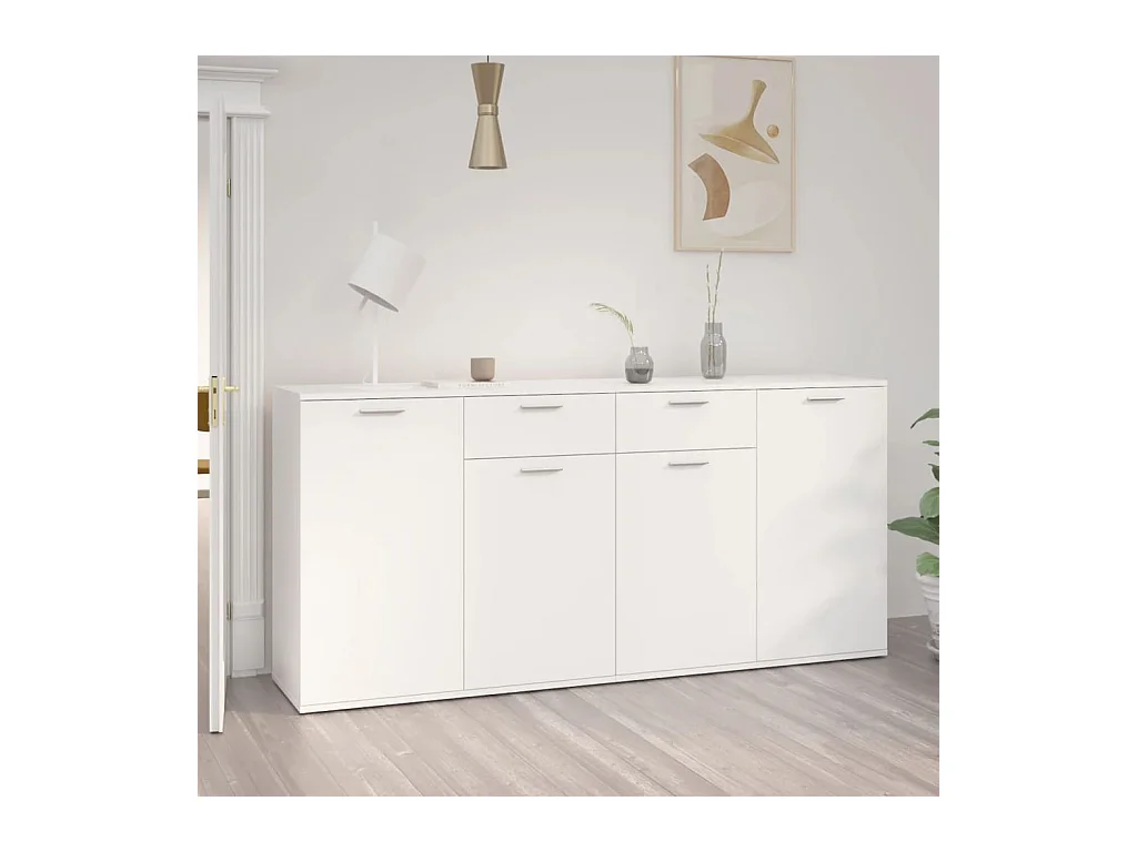 Buffet Blanc 160x36x75 cm Aggloméré EGER76951