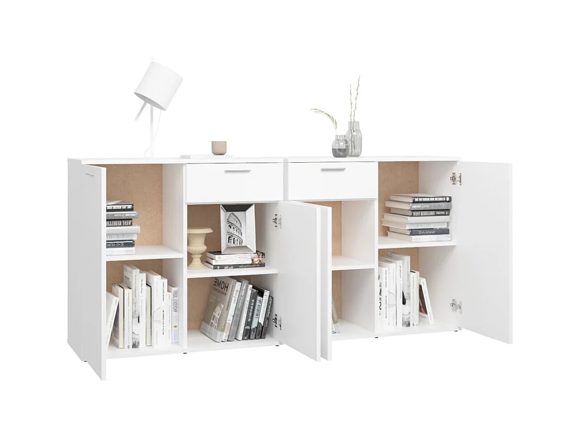 Buffet Blanc 160x36x75 cm Aggloméré EGER76951