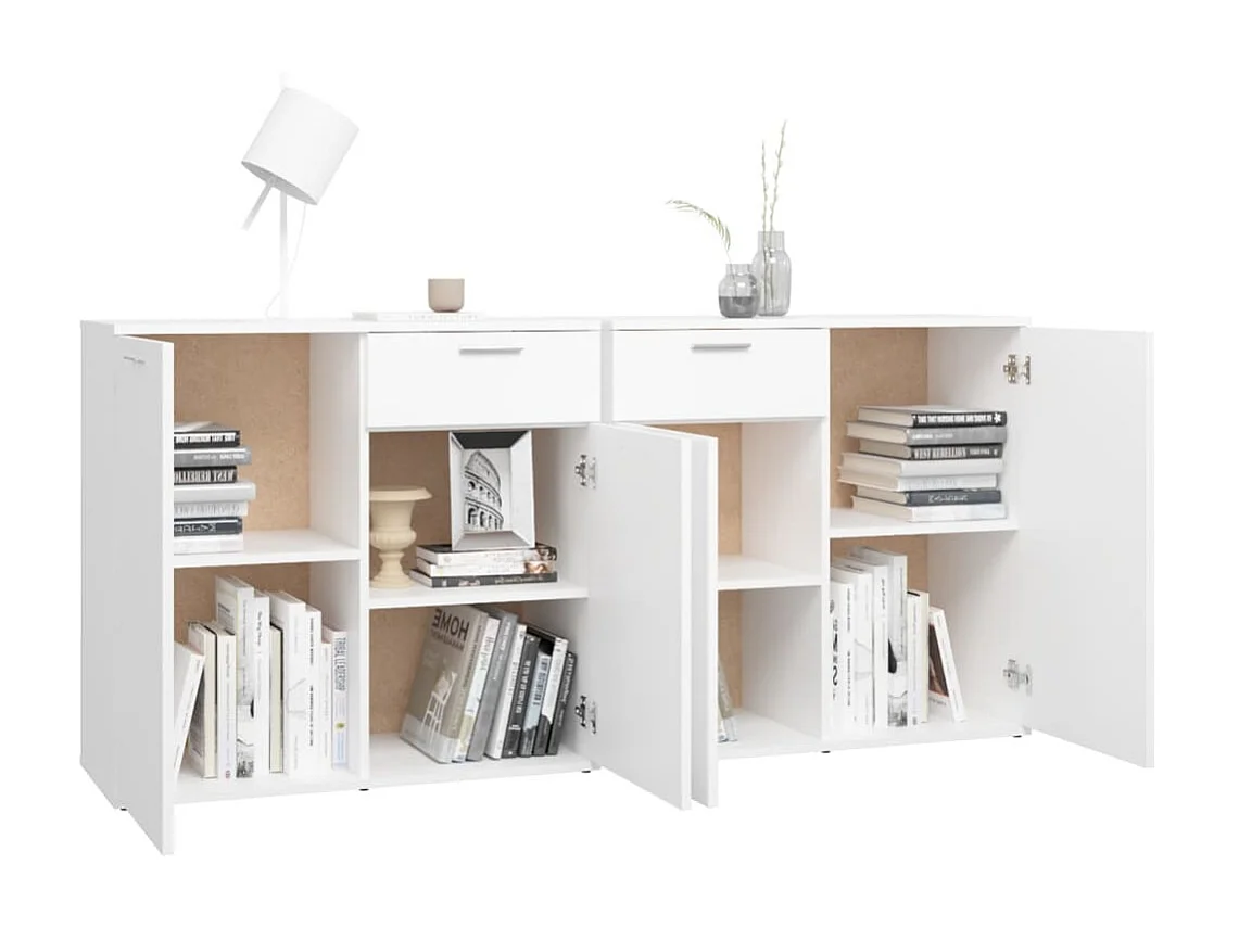 Aparador 160x36x75 cm contraplacado branco PT655085