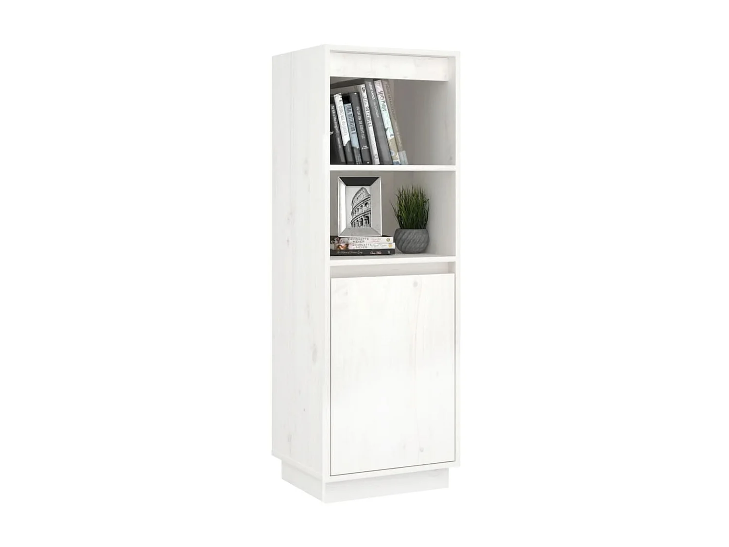 Buffet haut Blanc 37x34x110 cm Bois massif de pin EGER15065