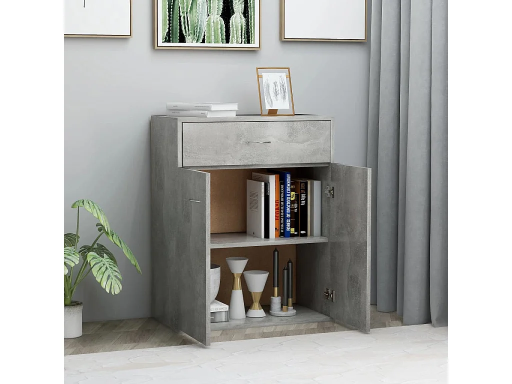 Aparador de madera contrachapada gris hormigón 60x30x75 cm ES70336