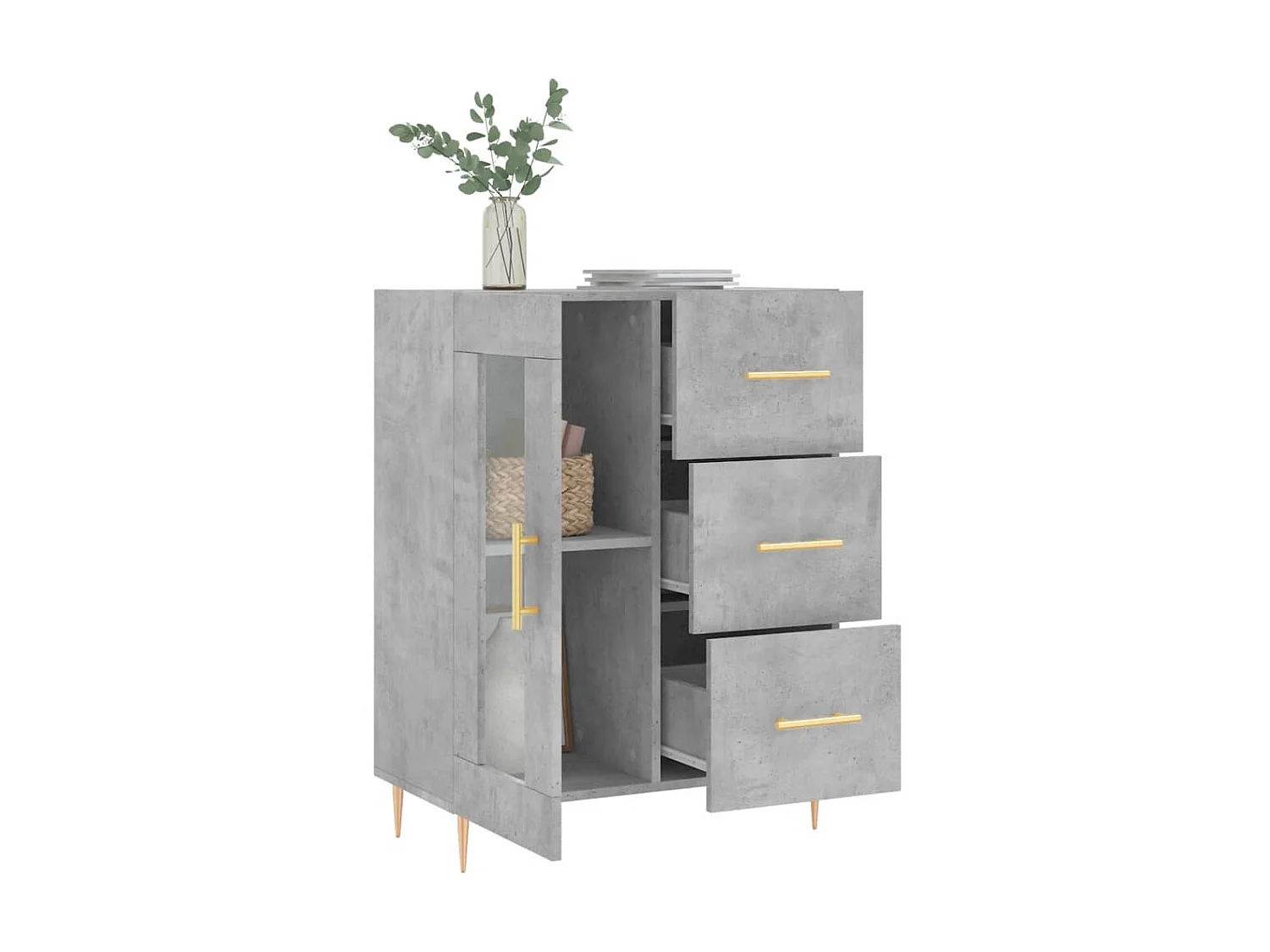 Buffet gris béton 69,5x34x90 cm bois d'ingénierie QWE14682