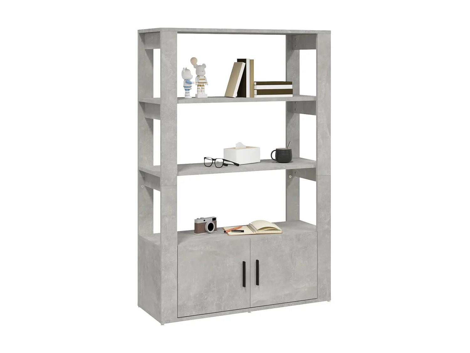 Buffet Gris béton 80x30x119,5 cm Bois d'ingénierie EGER66136