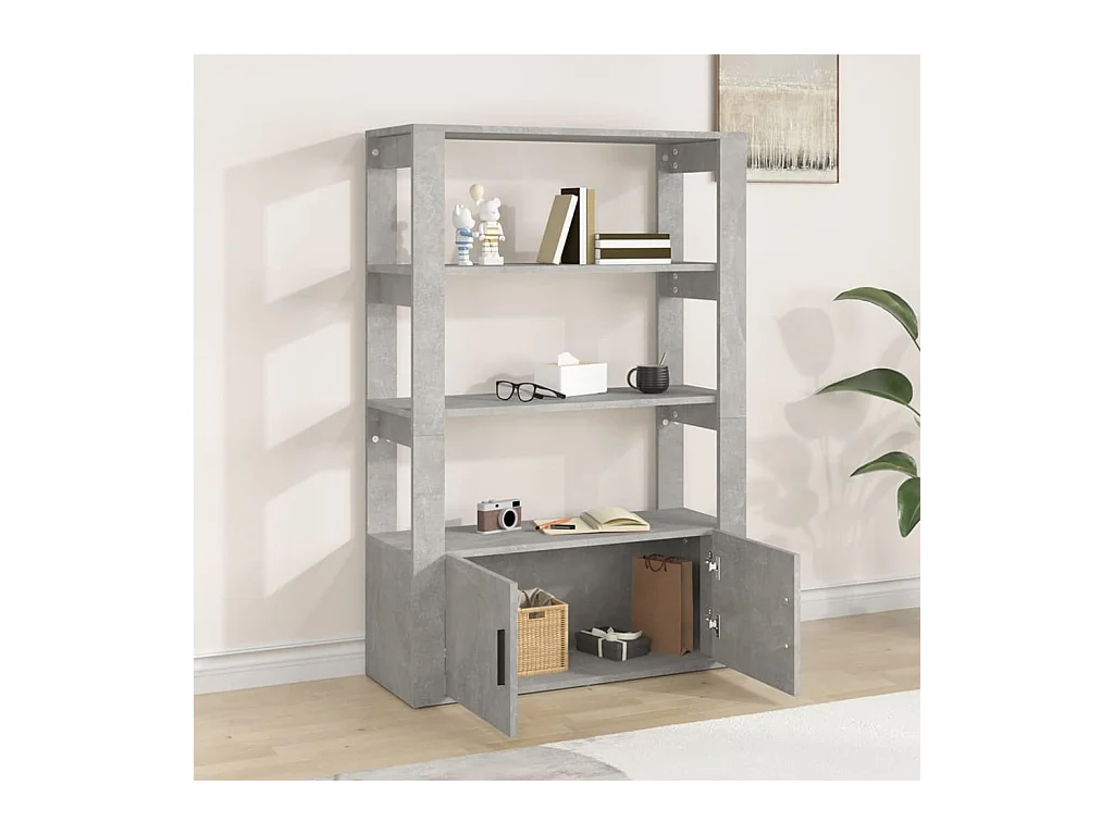 Aparador de madera contrachapada gris hormigón 80x30x119,5 cm ES16661