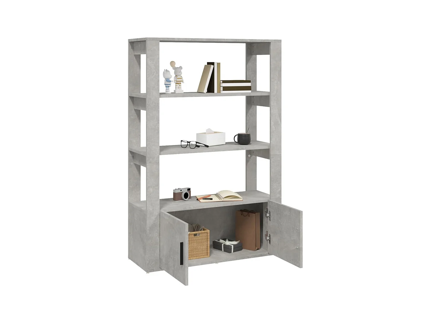 Aparador de madera contrachapada gris hormigón 80x30x119,5 cm ES16661