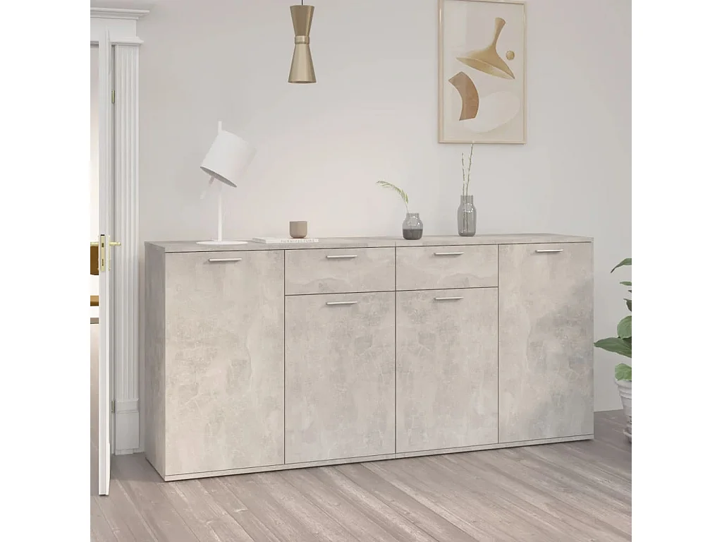 Buffet Gris béton 160x36x75 cm Aggloméré EGER23202