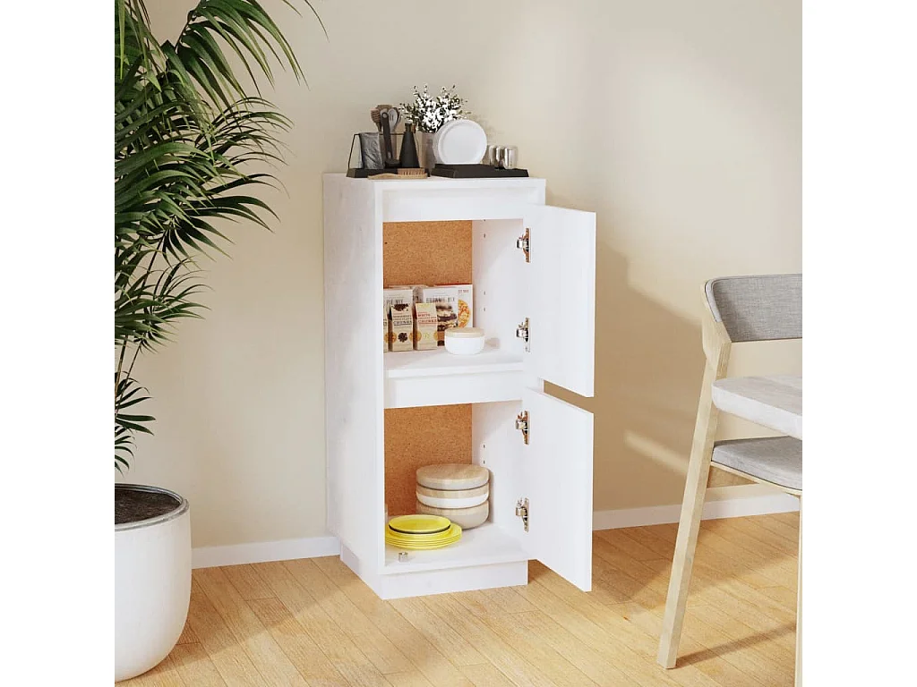 Aparador de madera maciza de pino blanco 31,5x34x75 cm ES27112