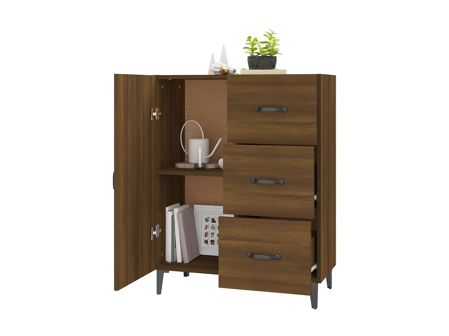 Buffet chêne marron 69,5x34x90 cm bois d'ingénierie EGER39853