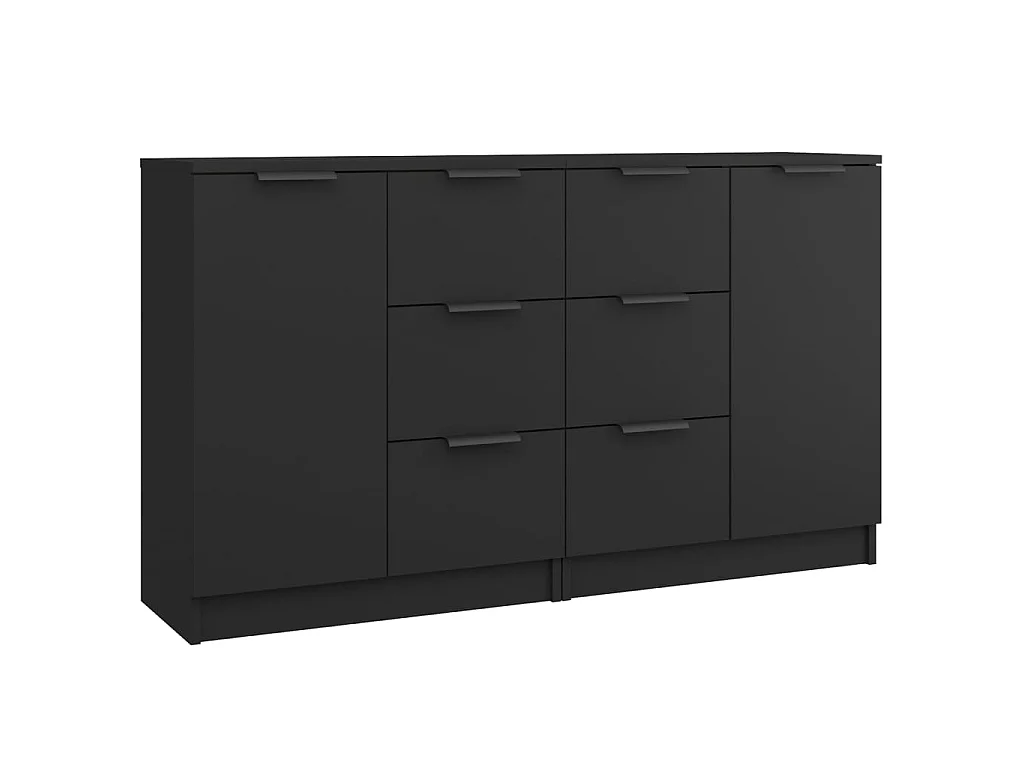 Buffets 2 pcs Noir 60x30x70 cm Bois d'ingénierie EGER88759