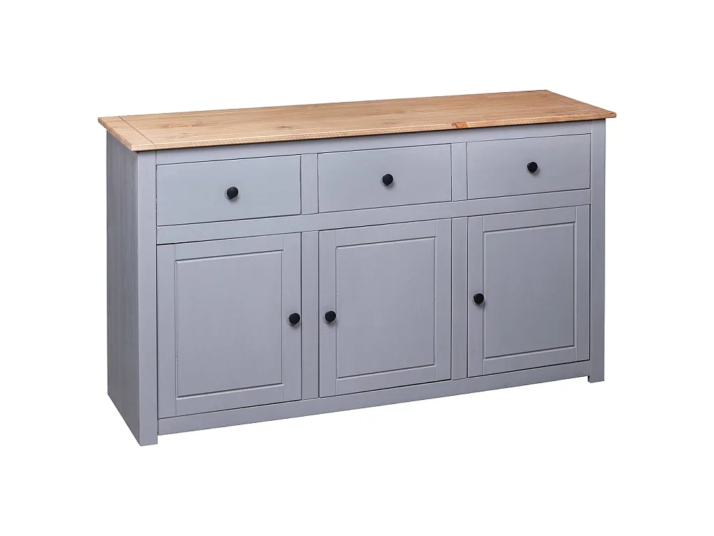 Buffet Gris 135x40x80 cm Pin solide Assortiment Panama EGER35666