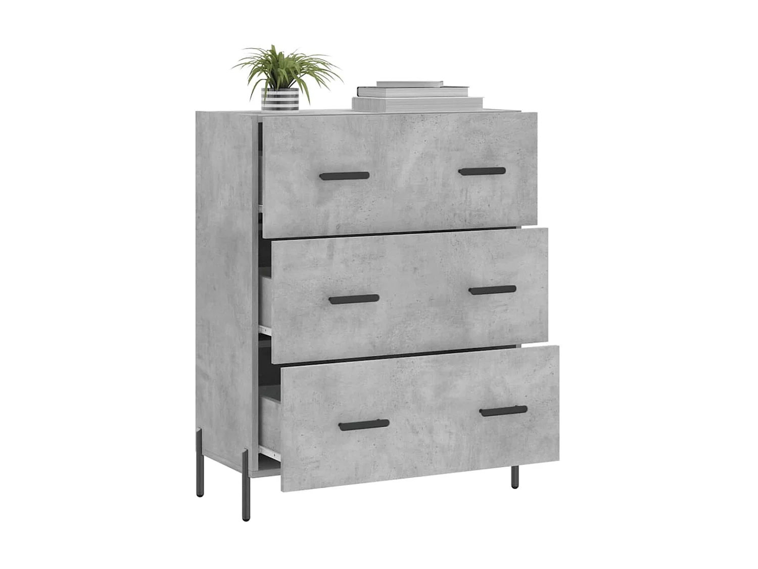 Buffet gris béton 69,5x34x90 cm bois d'ingénierie QWE98867