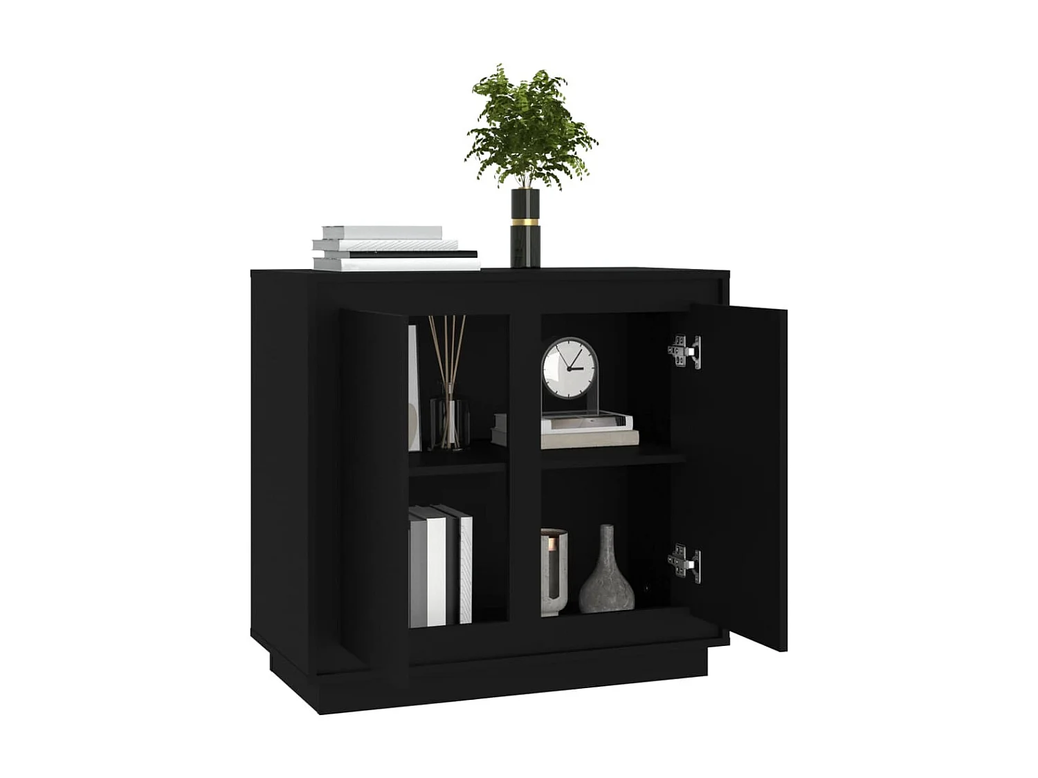 Aparador de madera contrachapada negro 80x34x75 cm ES11304