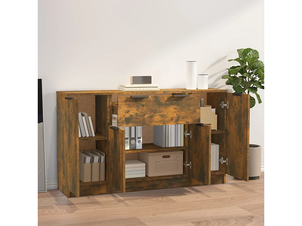 Buffets 3 pcs Chêne fumé Bois d'ingénierie EGER61338