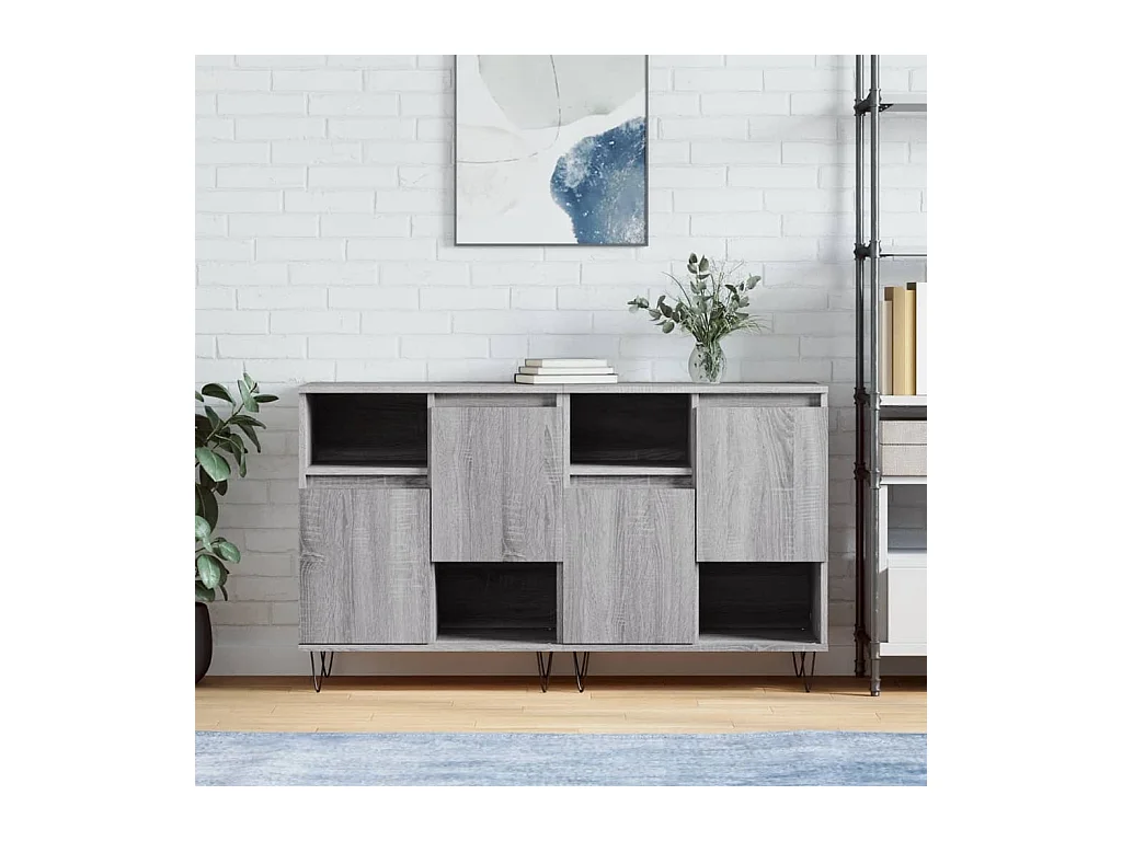 lot de 2 Buffets sonoma gris bois d'ingénierie QWE18002