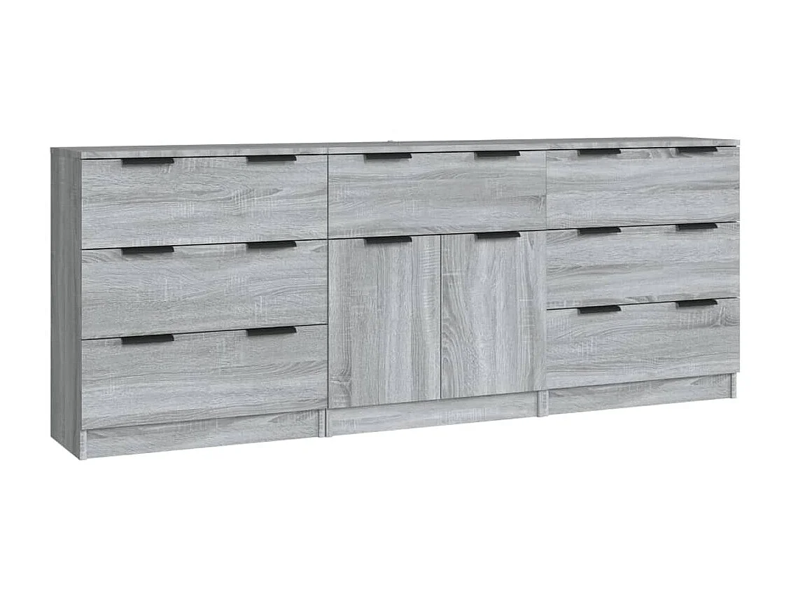 Buffets 3 pcs Sonoma gris Bois d'ingénierie EGER38509