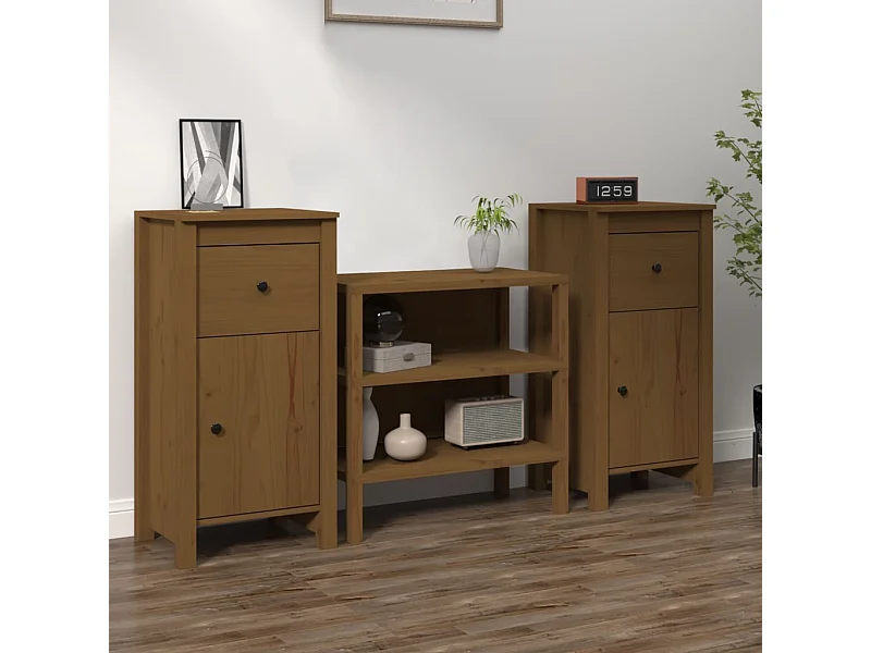 Dressoirs 2 st 40x35x80 cm massief grenenhout honingbruin NL555699