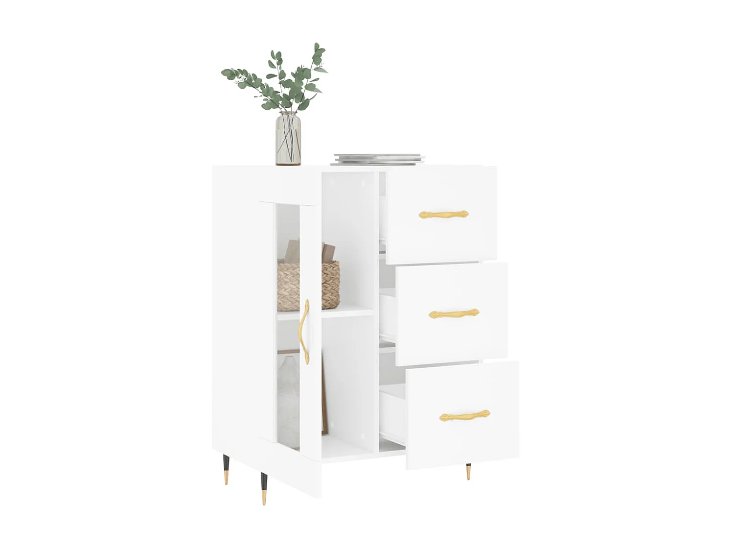 Dressoir 69,5x34x90 cm bewerkt hout wit NL577339