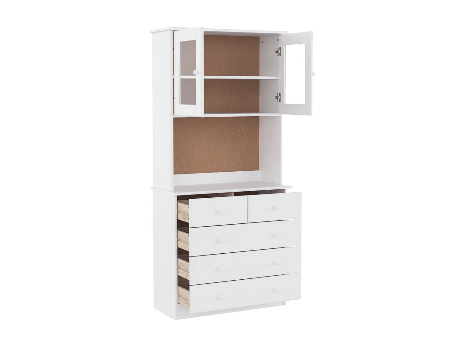 Buffet haut ALTA blanc 77x35x165 cm bois massif de pin QWE66684