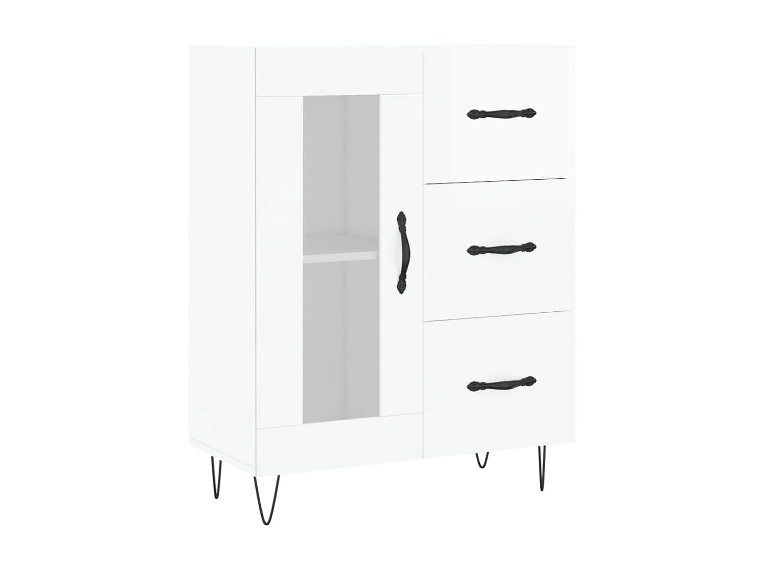 Aparador de madera contrachapada blanco brillante 69,5x34x90 cm ES49007