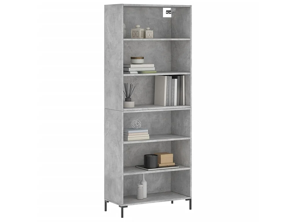 Buffet haut gris béton 69,5x32,5x180 cm bois d'ingénierie QWE64661
