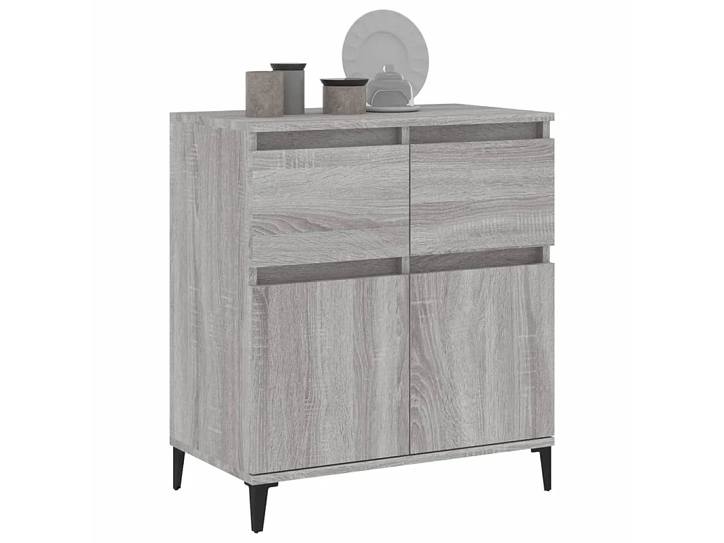 Dressoir 60x30x75 cm bewerkt hout grijs sonoma eikenkleurig NL380220
