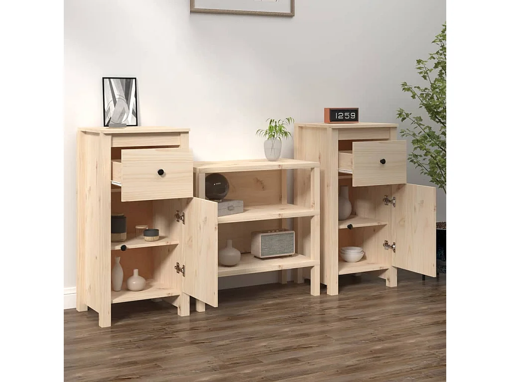 Buffets 2 pcs 40x35x80 cm Bois massif de pin EGER40210