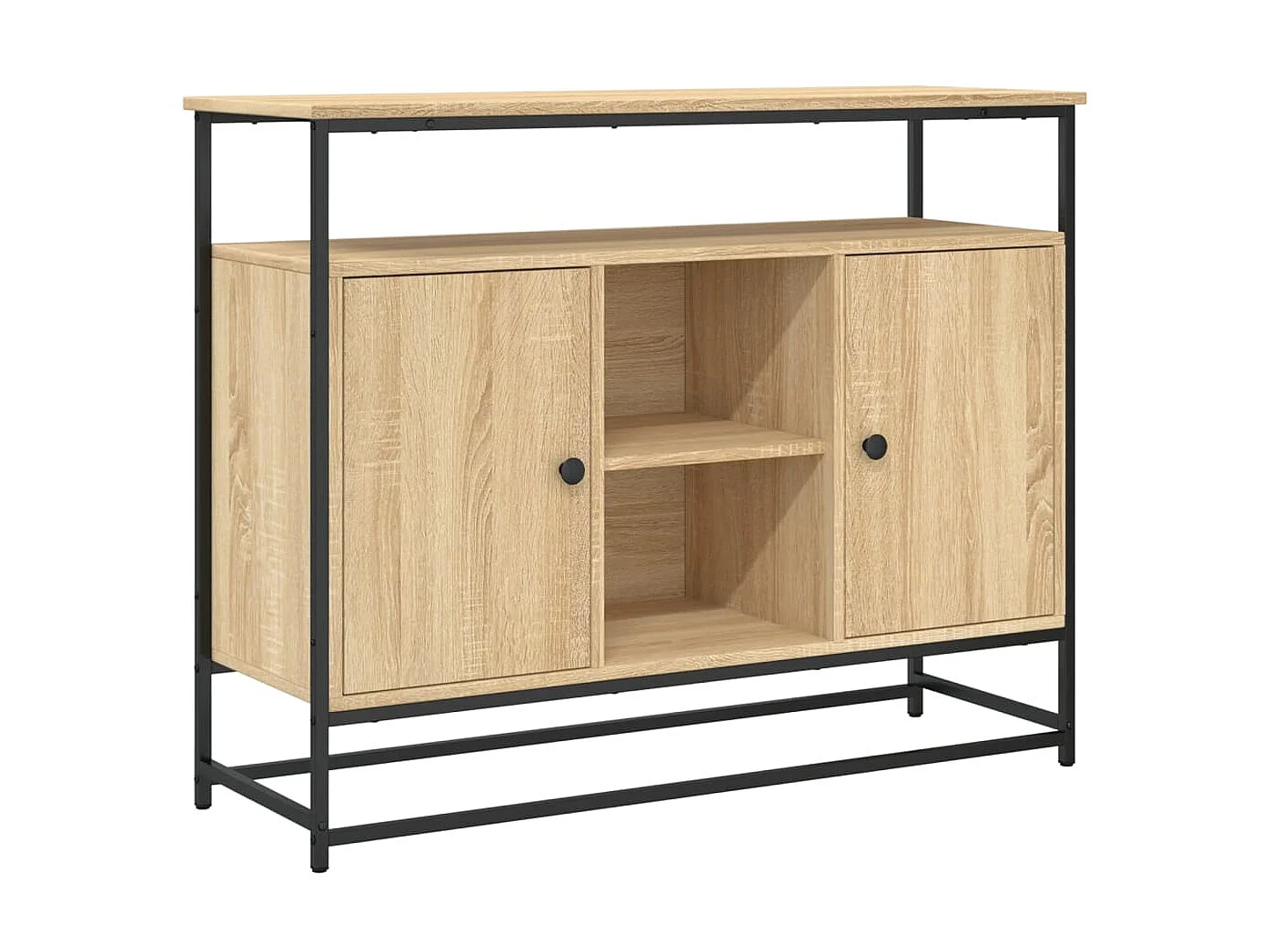 Dressoir 100x35x80 cm bewerkt hout sonoma eikenkleurig NL23262