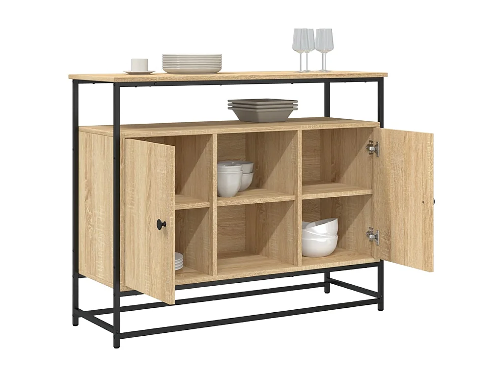 Buffet chêne sonoma 100x35x80 cm bois d'ingénierie QWE94889