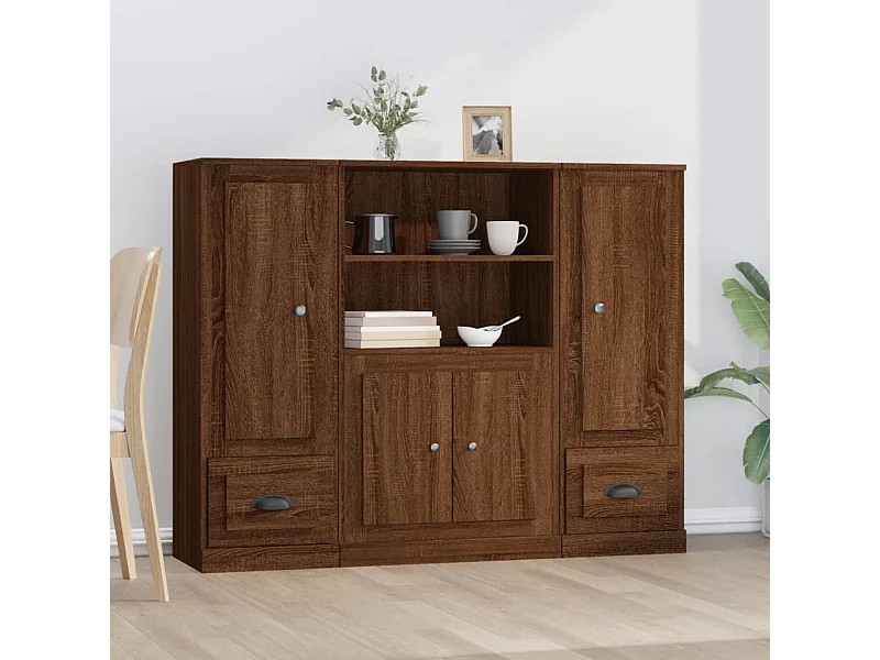 Buffets haut 3 pcs chêne marron bois d'ingénierie EGER17783