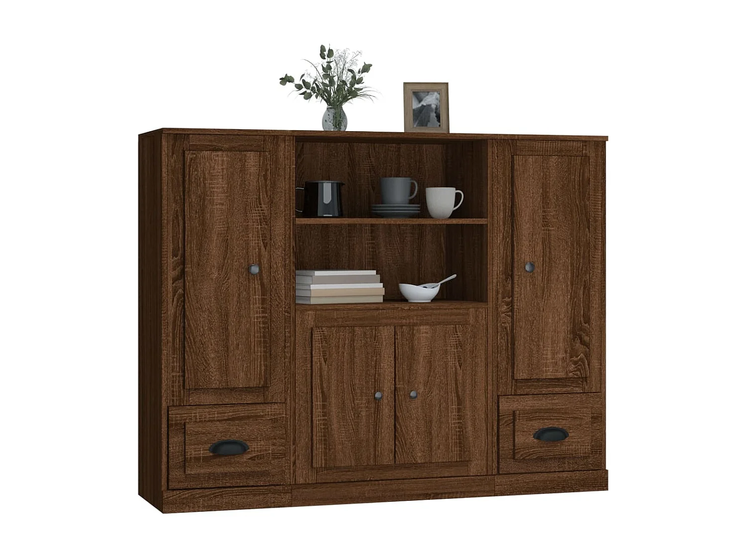 Buffets haut 3 pcs chêne marron bois d'ingénierie EGER17783