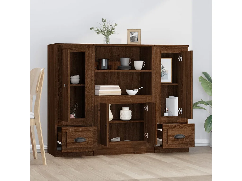 Buffets haut 3 pcs chêne marron bois d'ingénierie EGER17783