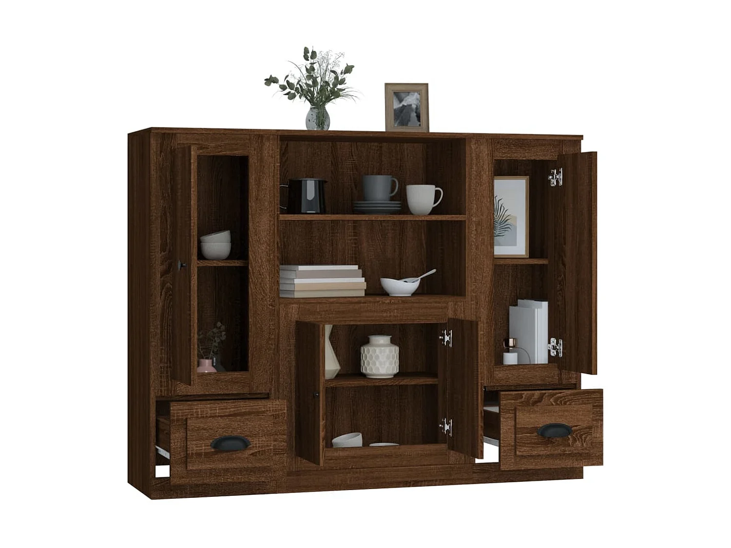 Buffets haut 3 pcs chêne marron bois d'ingénierie EGER17783