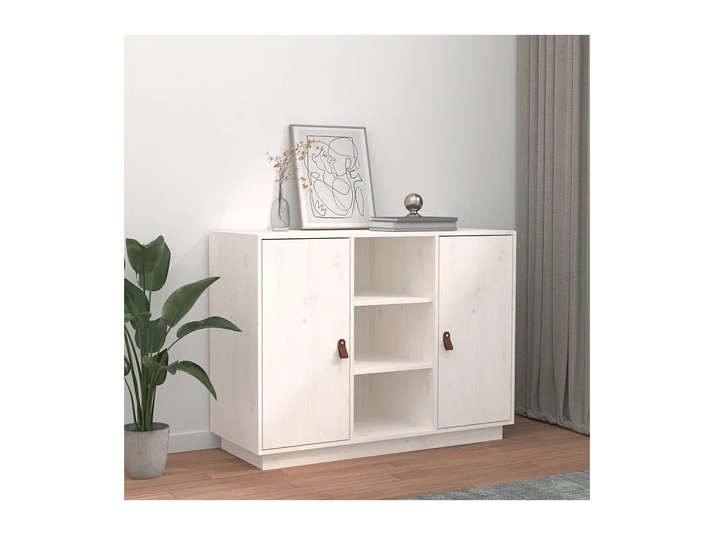 Buffet Blanc 100x40x75 cm Bois massif de pin QWE15377