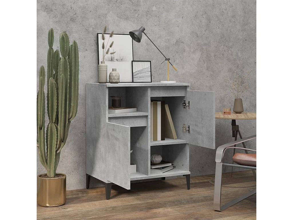 Buffet Gris béton 60x35x70 cm Bois d'ingénierie EGER29274