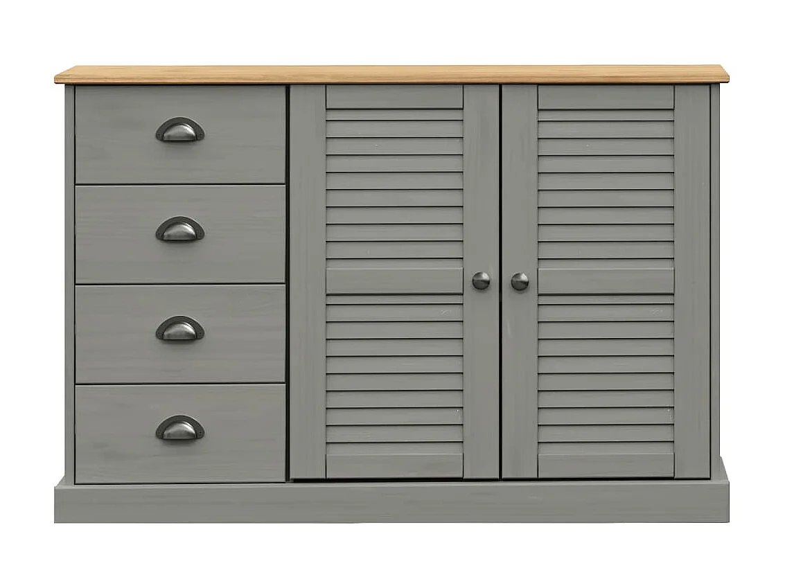 Aparador con cajones VIGO madera maciza pino gris 113x40x75 cm ES42899