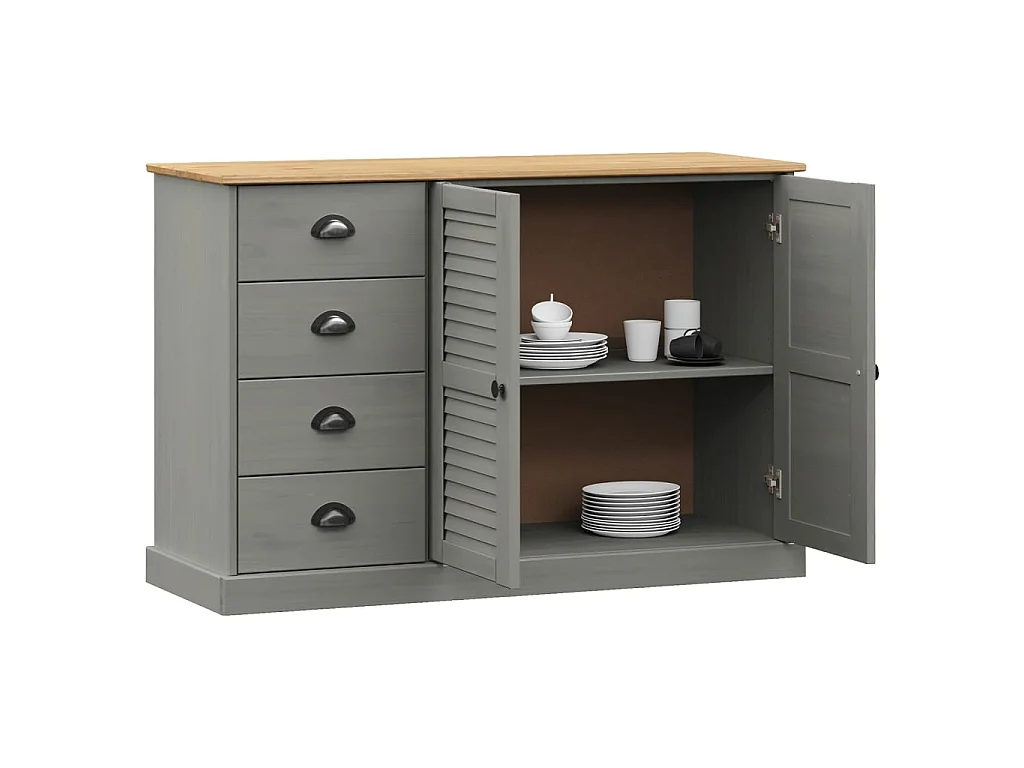 Aparador com gavetas VIGO 113x40x75 cm pinho maciço cinzento PT158723