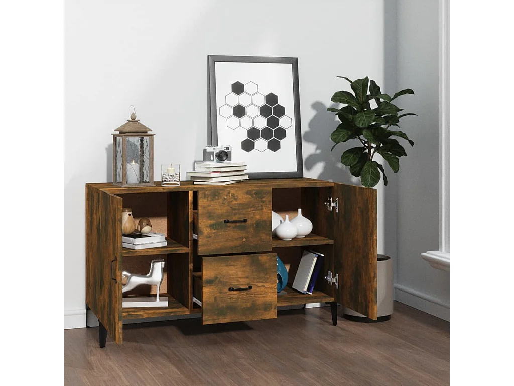 Dressoir 100x36x60 cm bewerkt hout gerookt eikenkleurig NL73824