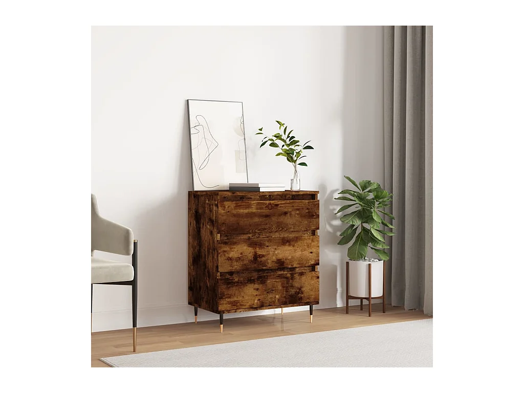 Buffet Chêne fumé 60x35x70 cm Bois d'ingénierie QWE43578