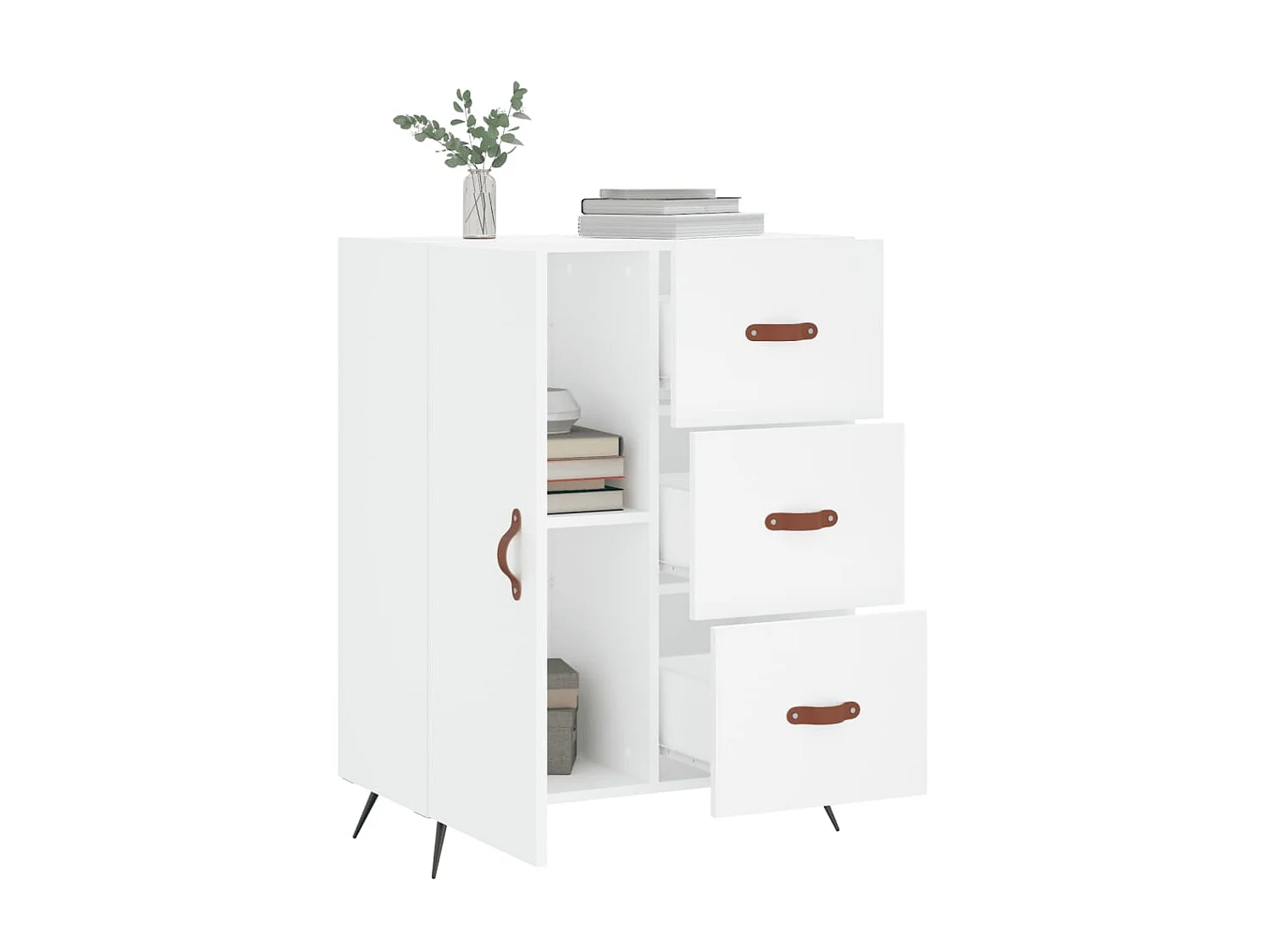 Buffet blanc 69,5x34x90 cm bois d'ingénierie QWE34233