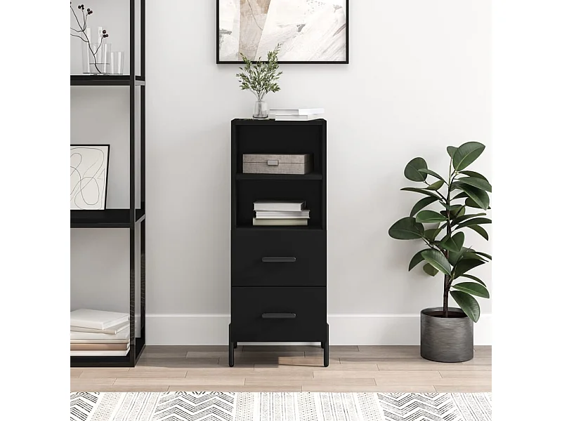 Aparador de madera contrachapada negro 34,5x34x90 cm ES22022