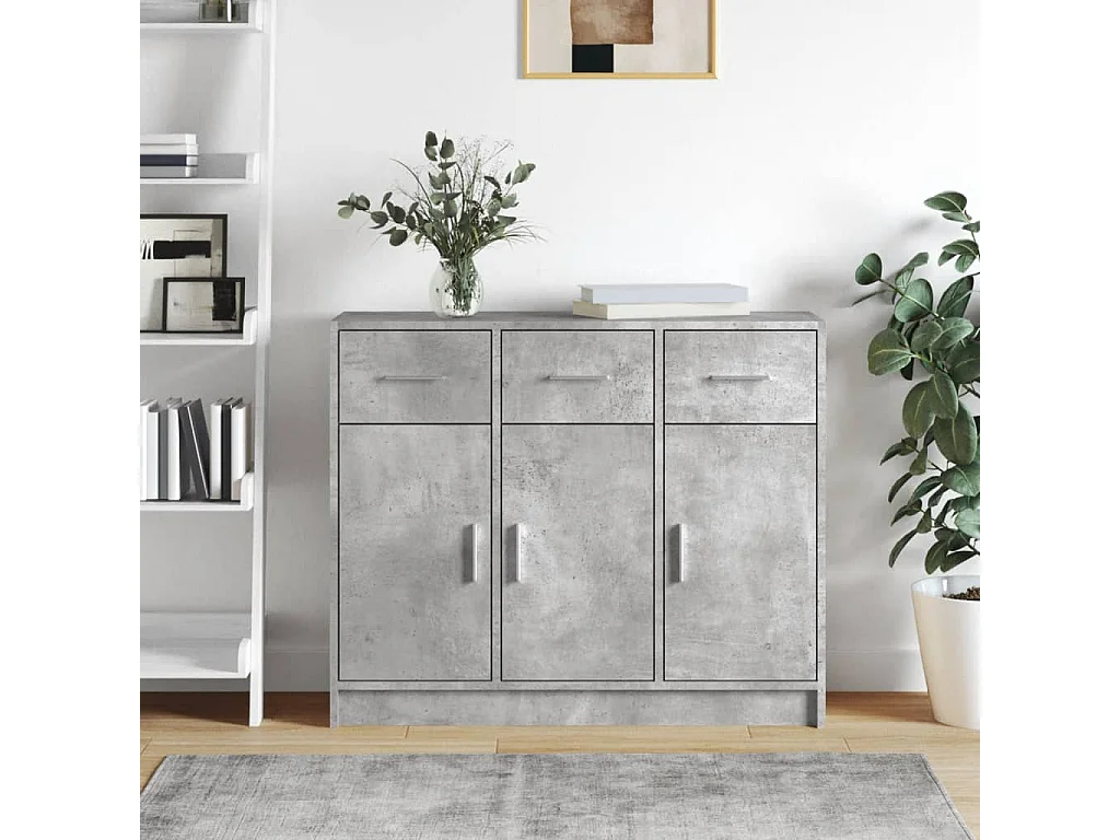 Aparador madera de ingeniería gris hormigón 91x28x75 cm ES49127