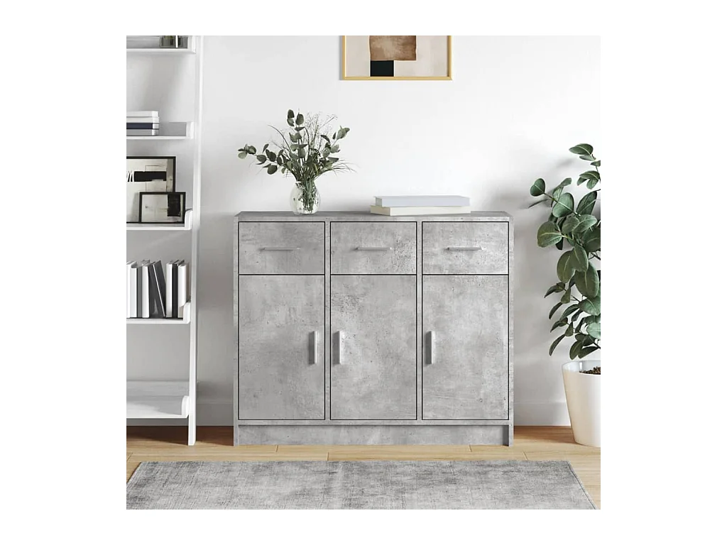 Buffet gris béton 91x28x75 cm bois d'ingénierie QWE96434