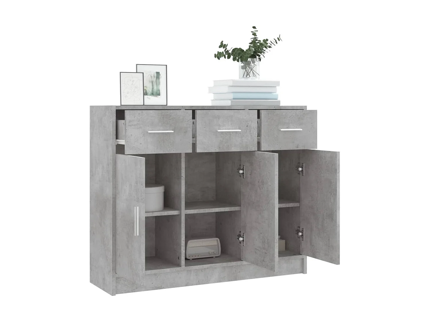 Buffet gris béton 91x28x75 cm bois d'ingénierie QWE96434