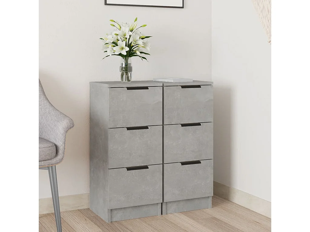 Buffets 2 pcs Gris béton 30x30x70 cm Bois d'ingénierie EGER31405