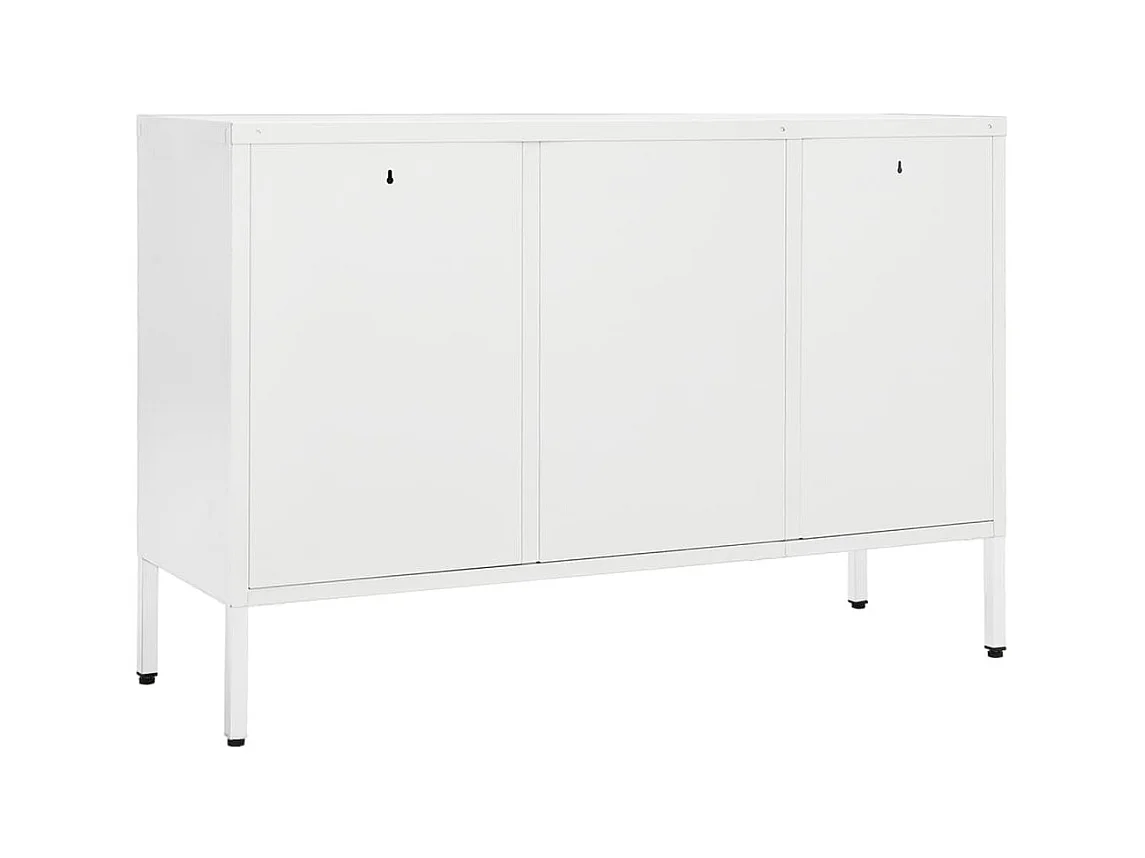 Buffet Blanc 105x35x70 cm Acier et verre trempé QWE90436