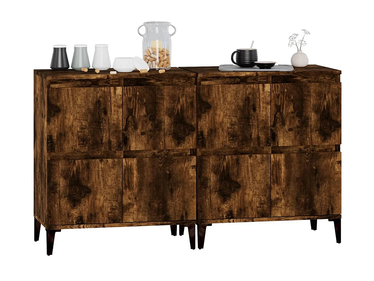 Aparadores 2 pcs 60x35x70 cm derivados madeira carvalho fumado PT378541